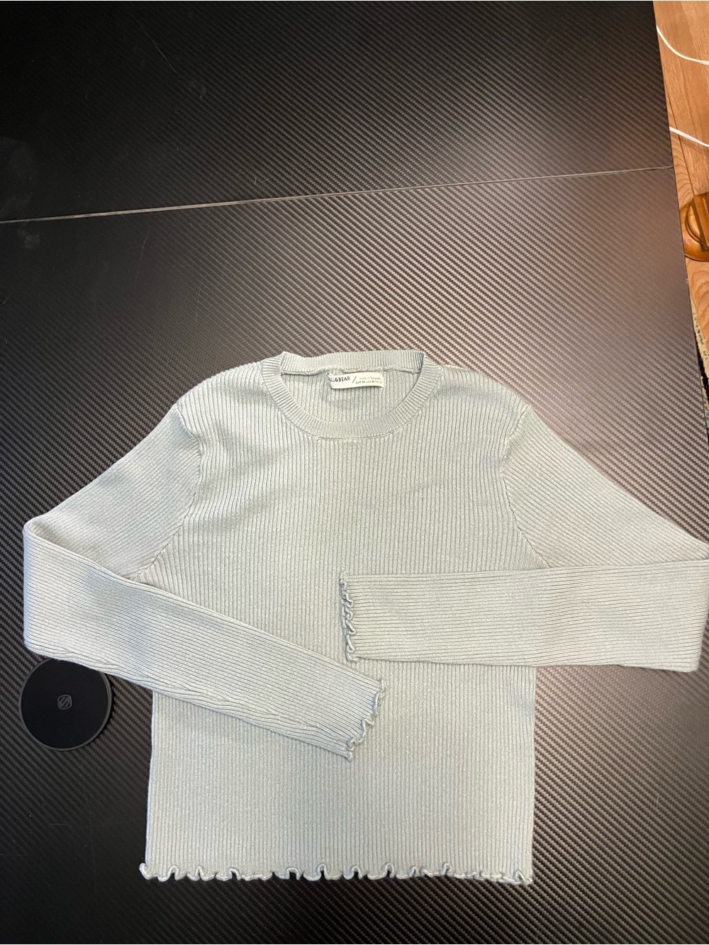Pull&Bear Mint Green Ribbed Crewneck Sweater